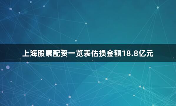 上海股票配资一览表估损金额18.8亿元